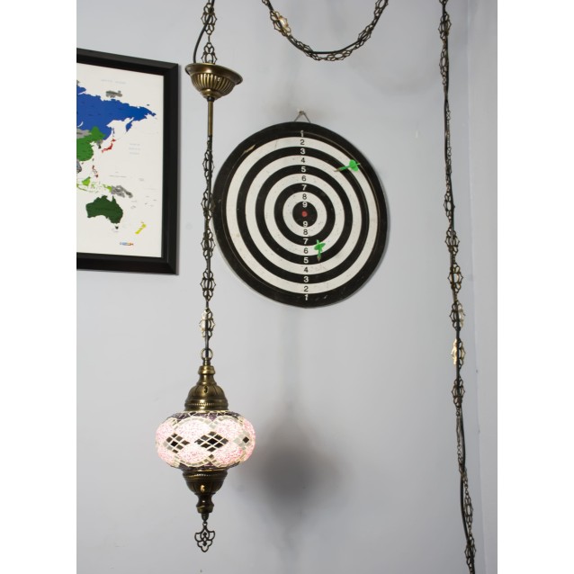 One Light Turkish Mosaic Hanging Lamp (Diamond Purple) One Light Turkish Mosaic Hanging Lamp (Diamond Purple)